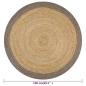 Preview: Teppich Handgefertigt Jute mit Grauem Rand 150 cm