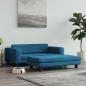 Preview: ARDEBO.de - Hundebett mit Verlängerung Blau 100x50x30 cm Samt
