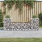 Preview: ARDEBO.de - Gartenbank aus Gabionen 183x41x60,5 cm Kiefernholz Imprägniert