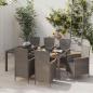 Preview: ARDEBO.de - 7-tlg. Garten-Essgruppe mit Auflagen Poly Rattan Schwarz & Grau