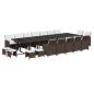 Preview: 19-tlg. Garten-Essgruppe mit Kissen Poly Rattan Braun
