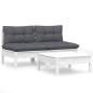 Preview: 3-tlg. Garten-Lounge-Set mit Anthrazit Kissen Kiefernholz
