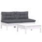 Preview: 3-tlg. Garten-Lounge-Set mit Anthrazit Kissen Kiefernholz