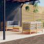 Preview: ARDEBO.de - 5-tlg. Garten-Lounge-Set mit Grauen Kissen Kiefernholz