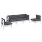 Preview: 5-tlg. Garten-Lounge-Set mit Kissen Kiefer Massivholz