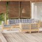 Preview: ARDEBO.de - 8-tlg. Garten-Lounge-Set mit Grauen Kissen Kiefer Massivholz