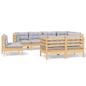 Preview: 8-tlg. Garten-Lounge-Set mit Grauen Kissen Kiefer Massivholz