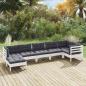 Preview: ARDEBO.de - 7-tlg. Garten-Lounge-Set mit Kissen Weiß Kiefer Massivholz
