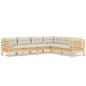 Preview: 6-tlg. Garten-Lounge-Set mit Creme Kissen Massivholz Kiefer