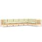 Preview: 7-tlg. Garten-Lounge-Set mit Creme Kissen Massivholz Kiefer