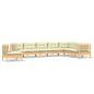 Preview: 8-tlg. Garten-Lounge-Set mit Creme Kissen Massivholz Kiefer