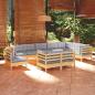 Preview: ARDEBO.de - 10-tlg. Garten-Lounge-Set mit Grauen Kissen Kiefer Massivholz