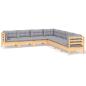 Preview: 7-tlg. Garten-Lounge-Set mit Grauen Kissen Kiefer Massivholz