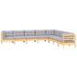 Preview: 8-tlg. Garten-Lounge-Set mit Grauen Kissen Kiefer Massivholz