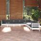 Preview: ARDEBO.de - 9-tlg. Garten-Lounge-Set mit Kissen Weiß Kiefer Massivholz