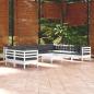 Preview: ARDEBO.de - 11-tlg. Garten-Lounge-Set mit Kissen Weiß Massivholz Kiefer