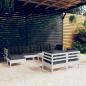 Preview: ARDEBO.de - 10-tlg. Garten-Lounge-Set mit Kissen Weiß Kiefer Massivholz