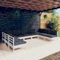 Preview: ARDEBO.de - 9-tlg. Garten-Lounge-Set mit Kissen Weiß Kiefer Massivholz