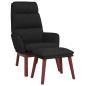 Preview: Relaxsessel mit Hocker Schwarz Stoff