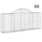 Preview: Gabionen mit Hochbogen 9 Stk. 200x30x80/100 cm Verzinktes Eisen