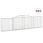 Preview: Gabionen mit Hochbogen 15Stk. 400x30x100/120cm Verzinktes Eisen