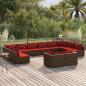 Preview: ARDEBO.de - 12-tlg. Garten-Lounge-Set mit Kissen Braun Poly Rattan
