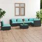 Preview: ARDEBO.de - 7-tlg. Garten-Lounge-Set mit Kissen Poly Rattan Schwarz