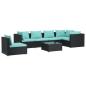 Preview: 7-tlg. Garten-Lounge-Set mit Kissen Poly Rattan Schwarz
