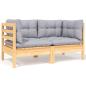 Preview: 5-tlg. Garten-Lounge-Set mit Grauen Kissen Kiefer Massivholz