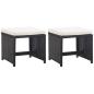 Preview: ARDEBO.de - Gartenhocker 2 Stk. mit Sitzkissen Poly Rattan Schwarz