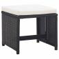 Preview: Gartenhocker 2 Stk. mit Sitzkissen Poly Rattan Schwarz