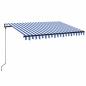 Preview: Automatische Markise mit LED Windsensor 350x250 cm Blau Weiß