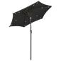 Preview: Sonnenschirm mit LED-Beleuchtung Schwarz 200x211 cm Alu