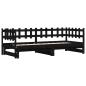 Preview: Tagesbett Ausziehbar Schwarz 2x(80x200) cm Massivholz Kiefer