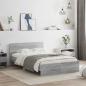 Preview: ARDEBO.de - Bettgestell mit Kopfteil Grau Sonoma 135x190 cm