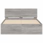 Preview: Bettgestell mit Kopfteil Grau Sonoma 135x190 cm