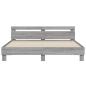 Preview: Bettgestell mit Kopfteil Grau Sonoma 200x200cm Holzwerkstoff