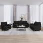Preview: ARDEBO.de - 3-tlg. Sofagarnitur mit Kissen Schwarz Stoff