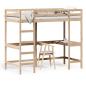 Preview: Hochbett mit Schreibtisch 90x200 cm Massivholz Kiefer