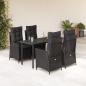Preview: ARDEBO.de - 5-tlg. Garten-Essgruppe mit Kissen Schwarz Poly Rattan