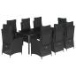 Preview: 9-tlg. Garten-Essgruppe mit Kissen Schwarz Poly Rattan