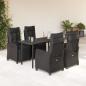 Preview: ARDEBO.de - 5-tlg. Garten-Essgruppe mit Kissen Schwarz Poly Rattan