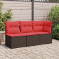 Preview: ARDEBO.de - | Garten-Sofa | mit Kissen Braun 55 x 62 x 69 cm Poly-Rattan
