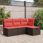 Preview: ARDEBO.de - Gartenhocker mit Kissen Braun 55x55x37 cm Poly Rattan