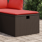 Preview: Gartenhocker mit Kissen Braun 55x55x37 cm Poly Rattan