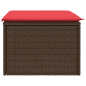Preview: Gartenhocker mit Kissen Braun 55x55x37 cm Poly Rattan