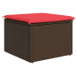 Preview: Gartenhocker mit Kissen Braun 55x55x37 cm Poly Rattan