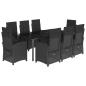 Preview: 9-tlg. Garten-Essgruppe mit Kissen Schwarz Poly Rattan