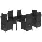 Preview: 7-tlg. Garten-Essgruppe mit Kissen Schwarz Poly Rattan