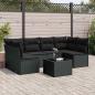 Preview: ARDEBO.de - 7-tlg. Garten-Sofagarnitur mit Kissen Schwarz Poly Rattan